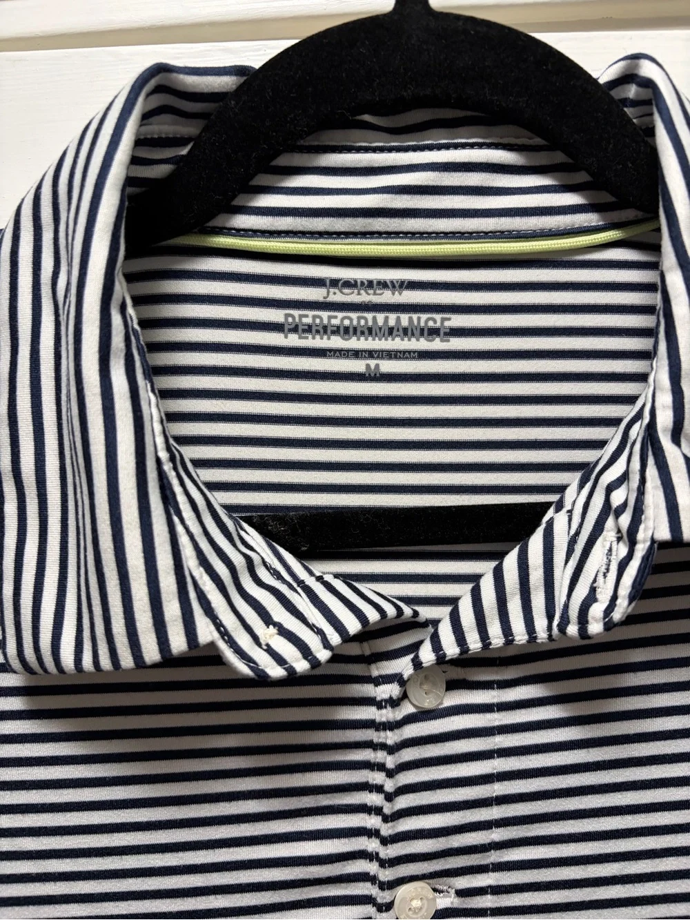 J. Crew Performance Black and White Striped Polo